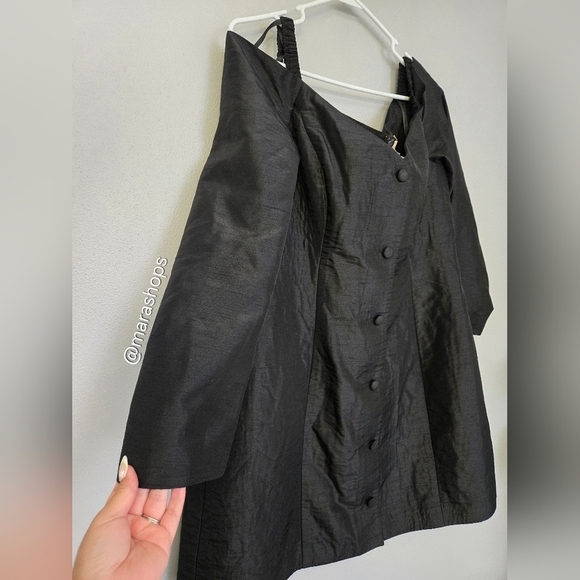 Hutch Long Sleeve Off The Shoulder Black Mini Dress - Picture 4 of 8